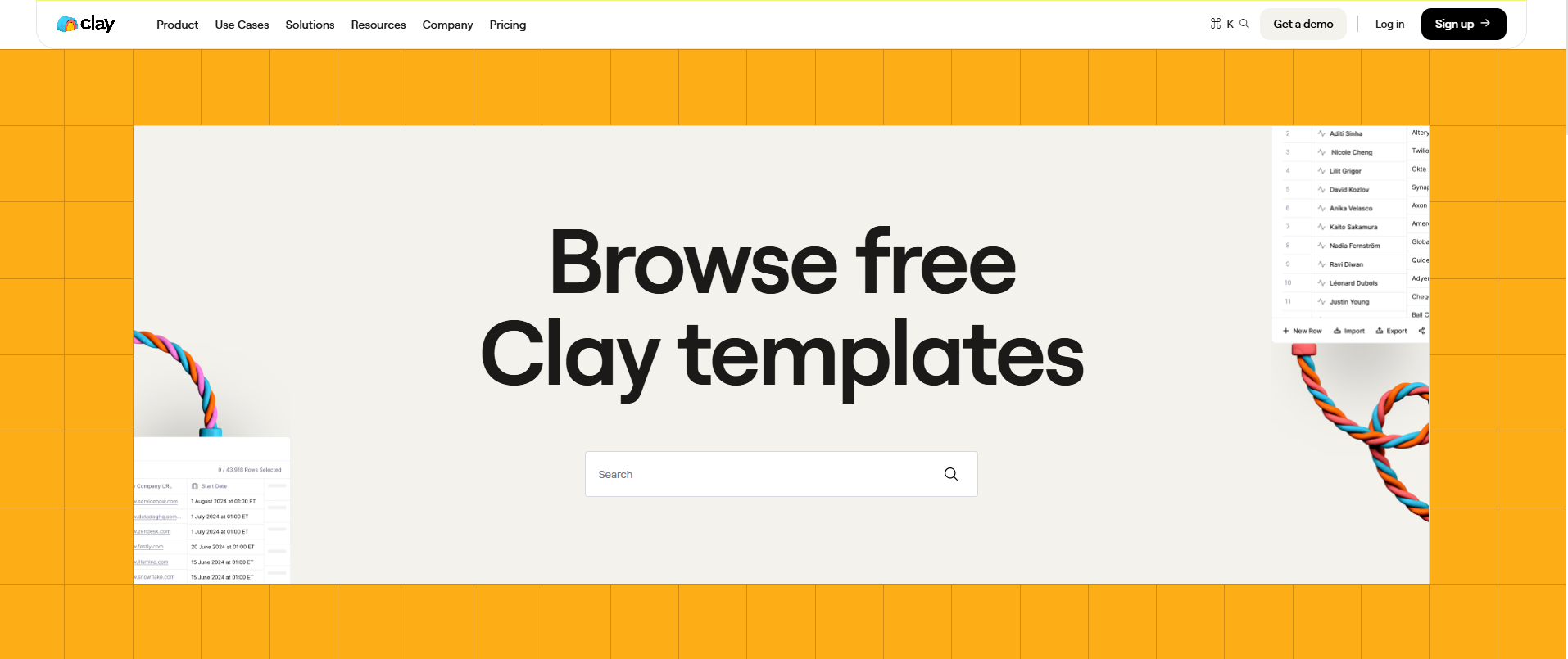 Clay template library for prospecting workflows